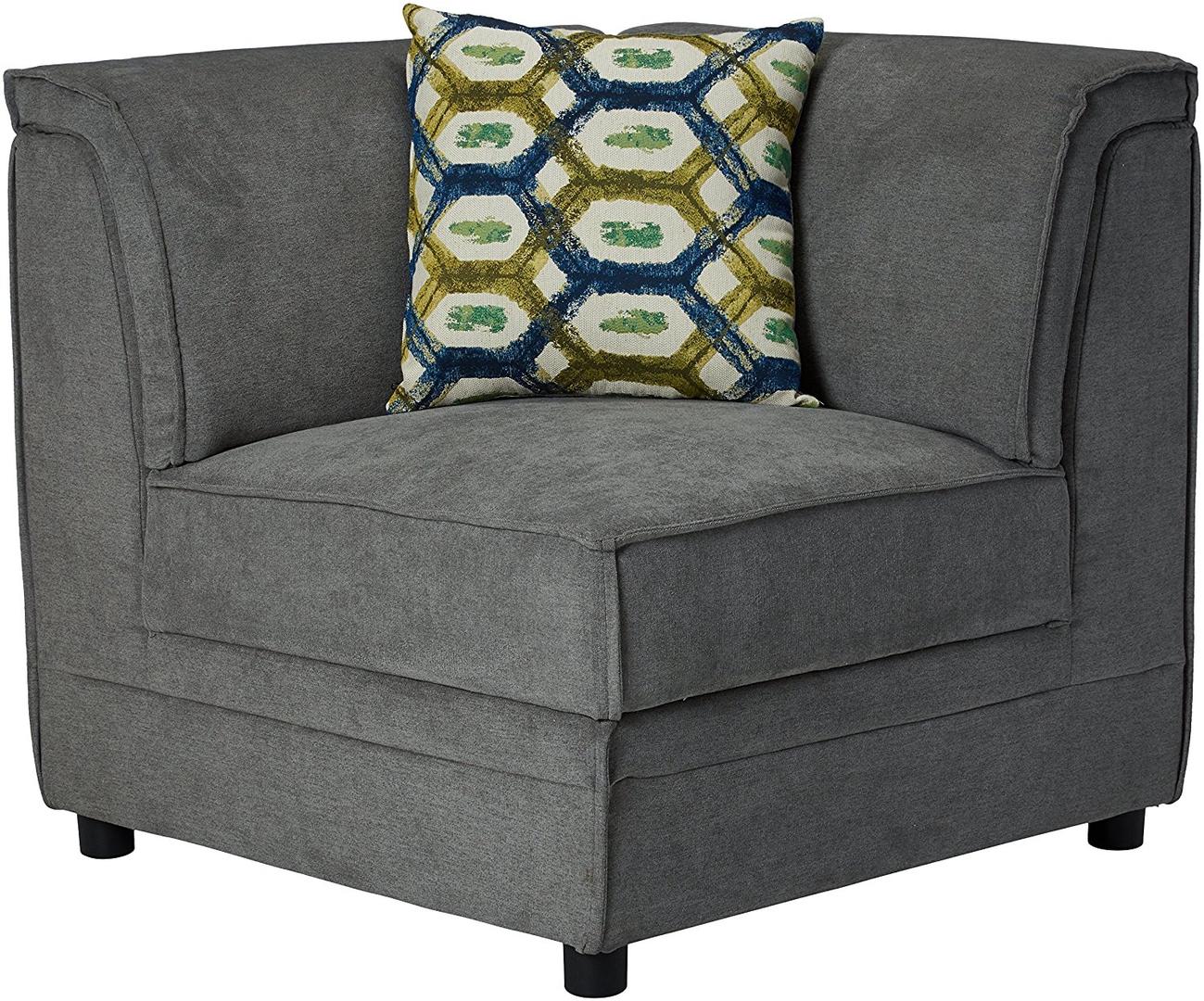 34" X 34" X 33" 灰色天鵝絨坡跟和 1 個枕頭