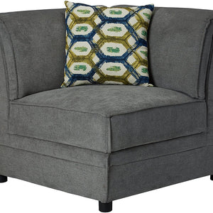 34" X 34" X 33" Gray Velvet Wedge And 1 Pillow