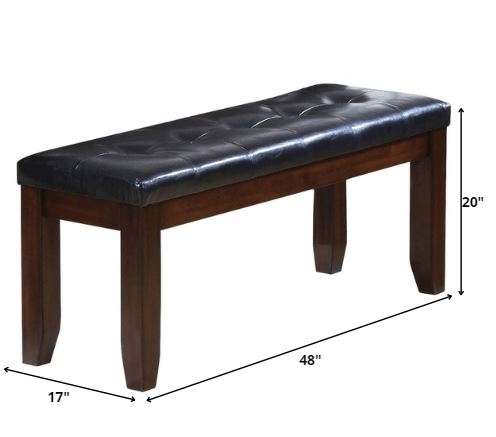 48" X 17" X 20" Black  And Espresso Elegant Bench