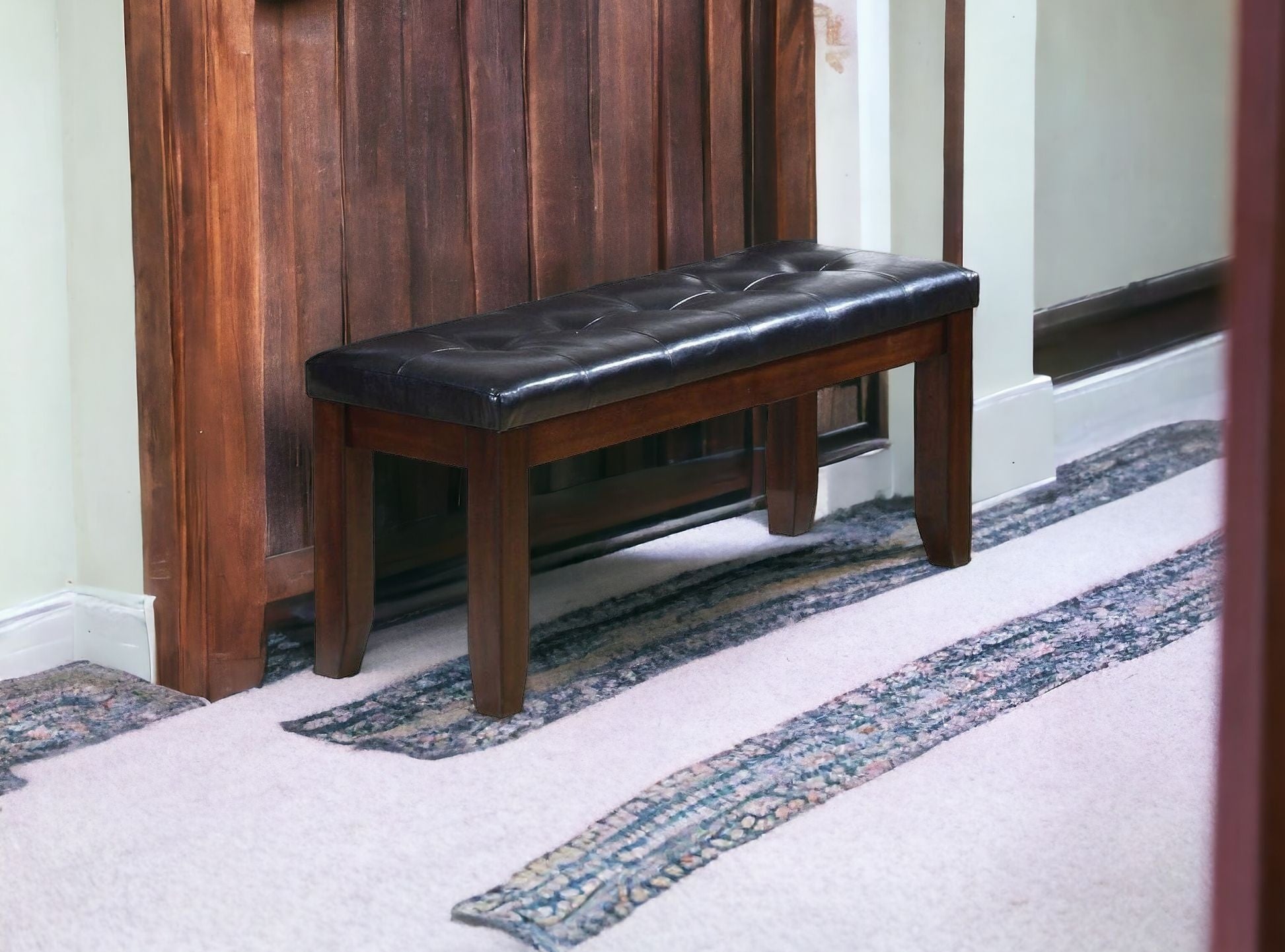 48" X 17" X 20" Black  And Espresso Elegant Bench