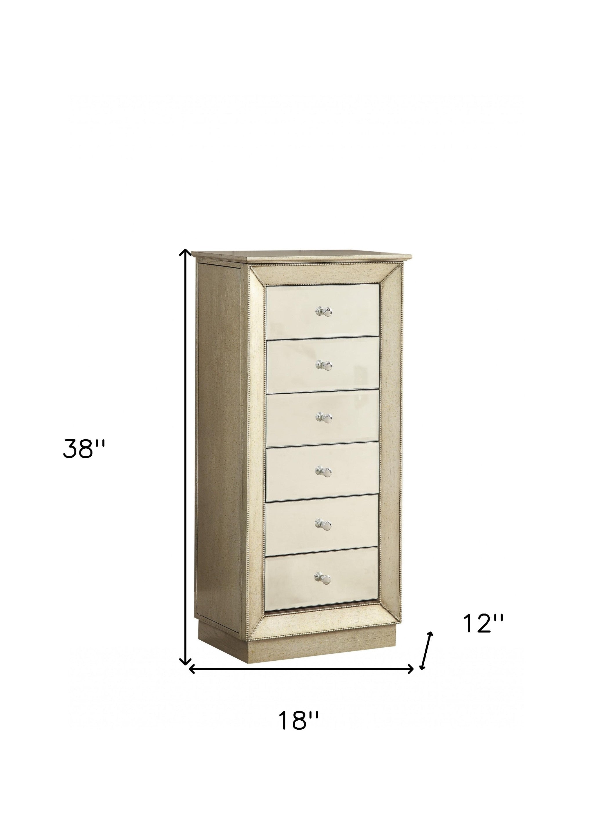 18" X 12" X 38" White Jewelry Armoire