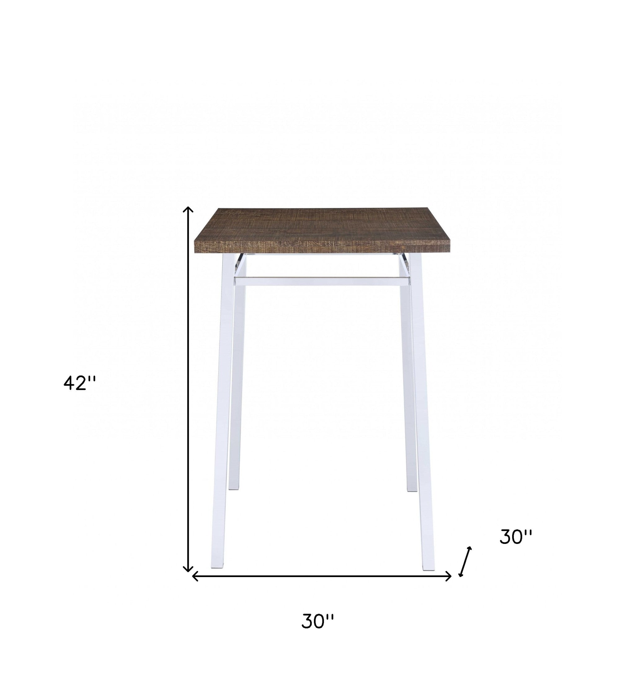 Mesa de bar de madera manufacturada cuadrada marrón y blanca de 30"