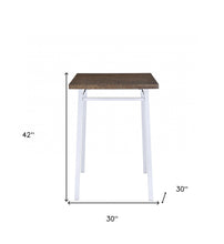 Mesa de bar de madera manufacturada cuadrada marrón y blanca de 30