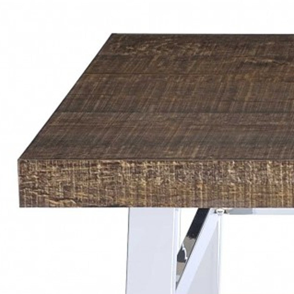 Mesa de bar de madera manufacturada cuadrada marrón y blanca de 30"