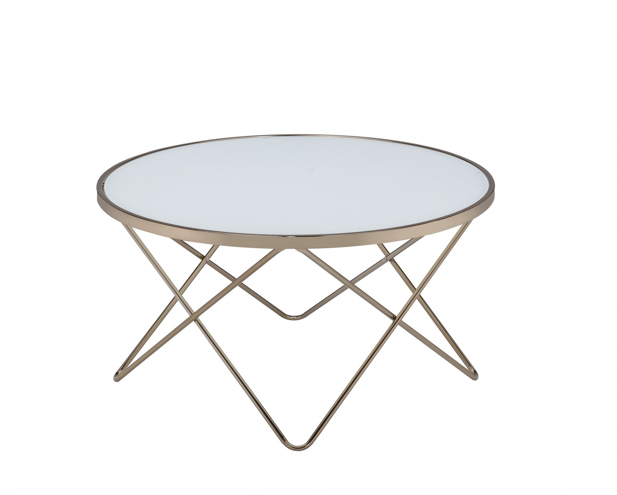 Frosted Glass Champagne Coffee Table 34" x 34" x 18"