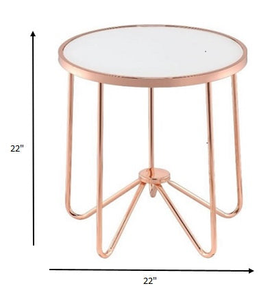 Frosted Glass And Rose Gold End Table 22" x 22" x 22"