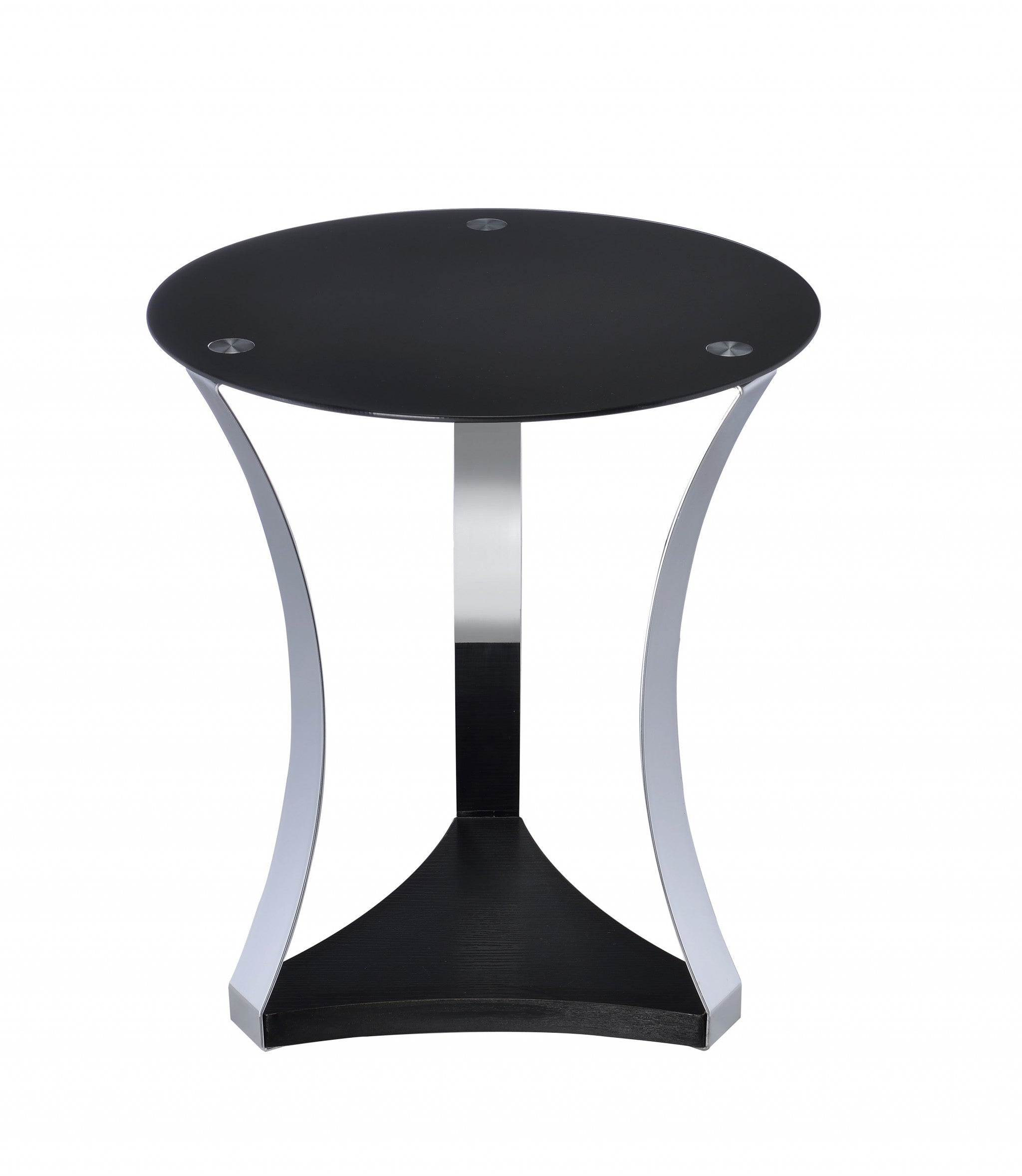 18" X 18" X 20" Black Glass  Chrome End Table