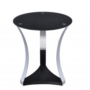 18" X 18" X 20" Black Glass  Chrome End Table