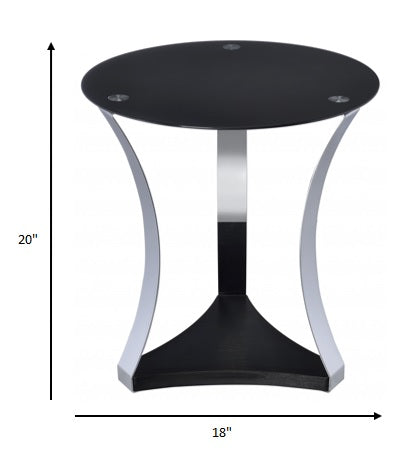 18" X 18" X 20" Black Glass  Chrome End Table