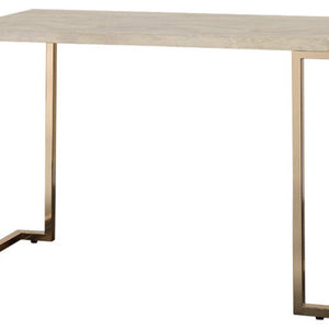 44" X 17.75" X 29.5" Faux Marble And Champagne Sofa Table