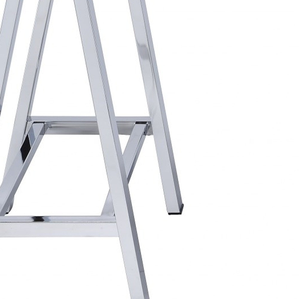 54" White And Silver Writing Desk With Two Drawers