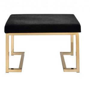 24" X 16" X 18" Otomana De Tela Negra Y Champán