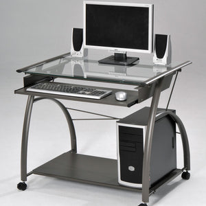 32" Clear Glass Mirrored Rectangular Computer Desk