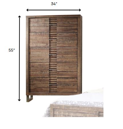 34" X 18" X 55" Reclaimed Oak Wood Chest