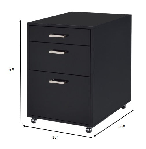 18" Black Standard Accent Cabinet With Three Drawers