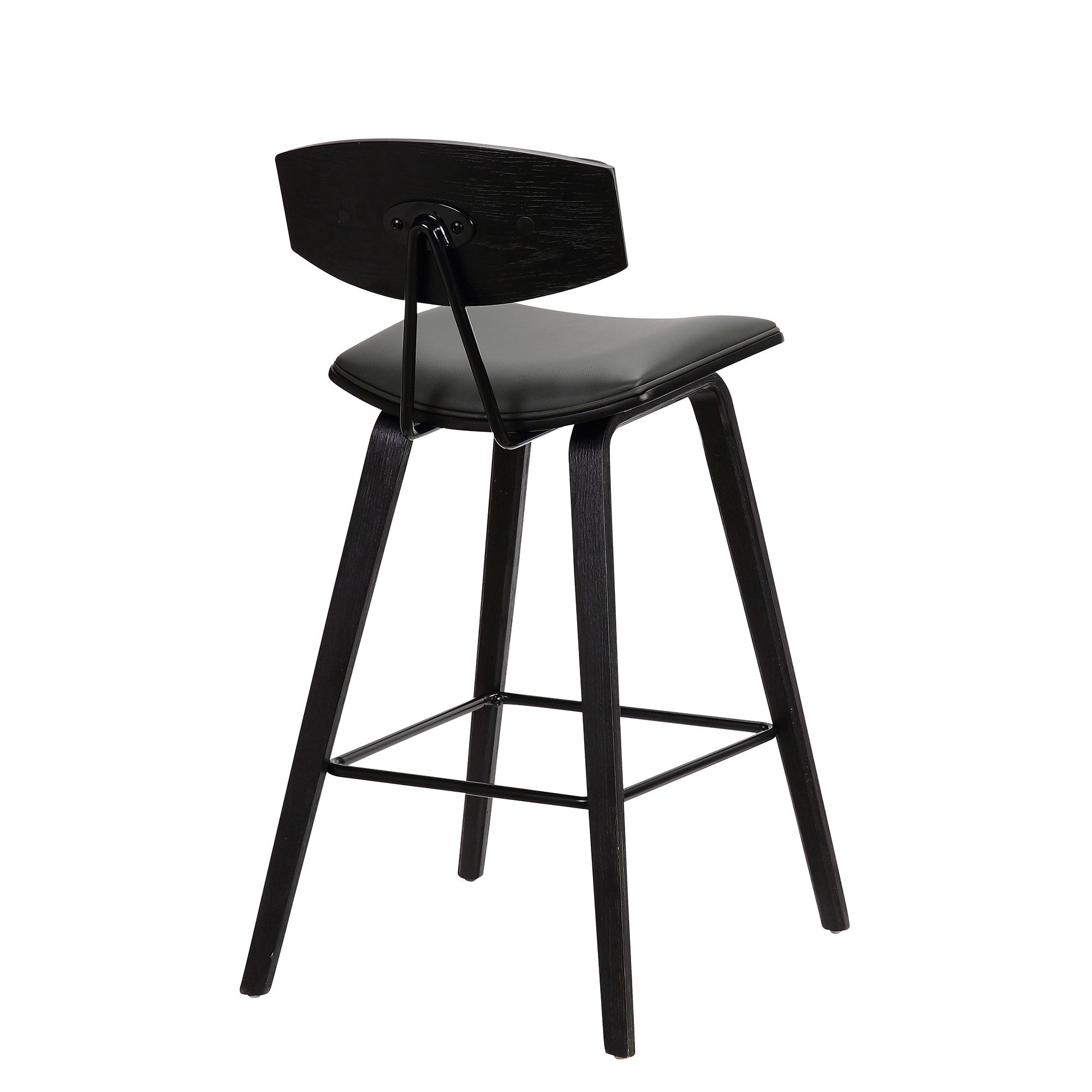 29” Gray Faux Leather Mid Century Modern Bar Stool