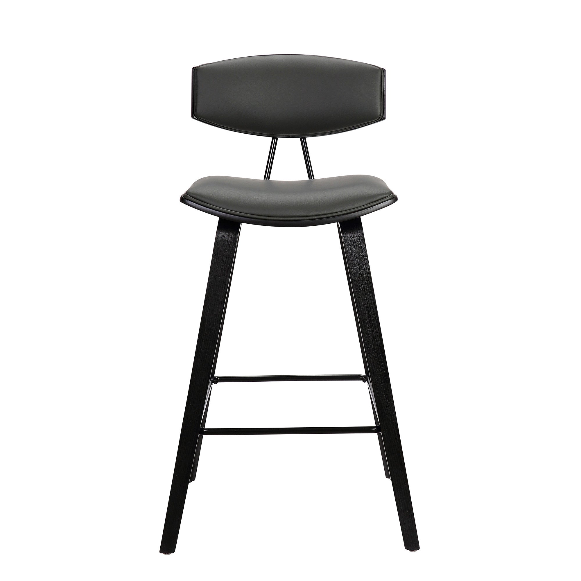 29” Gray Faux Leather Mid Century Modern Bar Stool