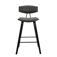 29” Gray Faux Leather Mid Century Modern Bar Stool