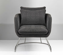 Dark Grey Soft Textured Fabric and Brushed Steel Chair - 29