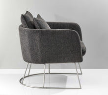 Dark Grey Soft Textured Fabric and Brushed Steel Chair - 29
