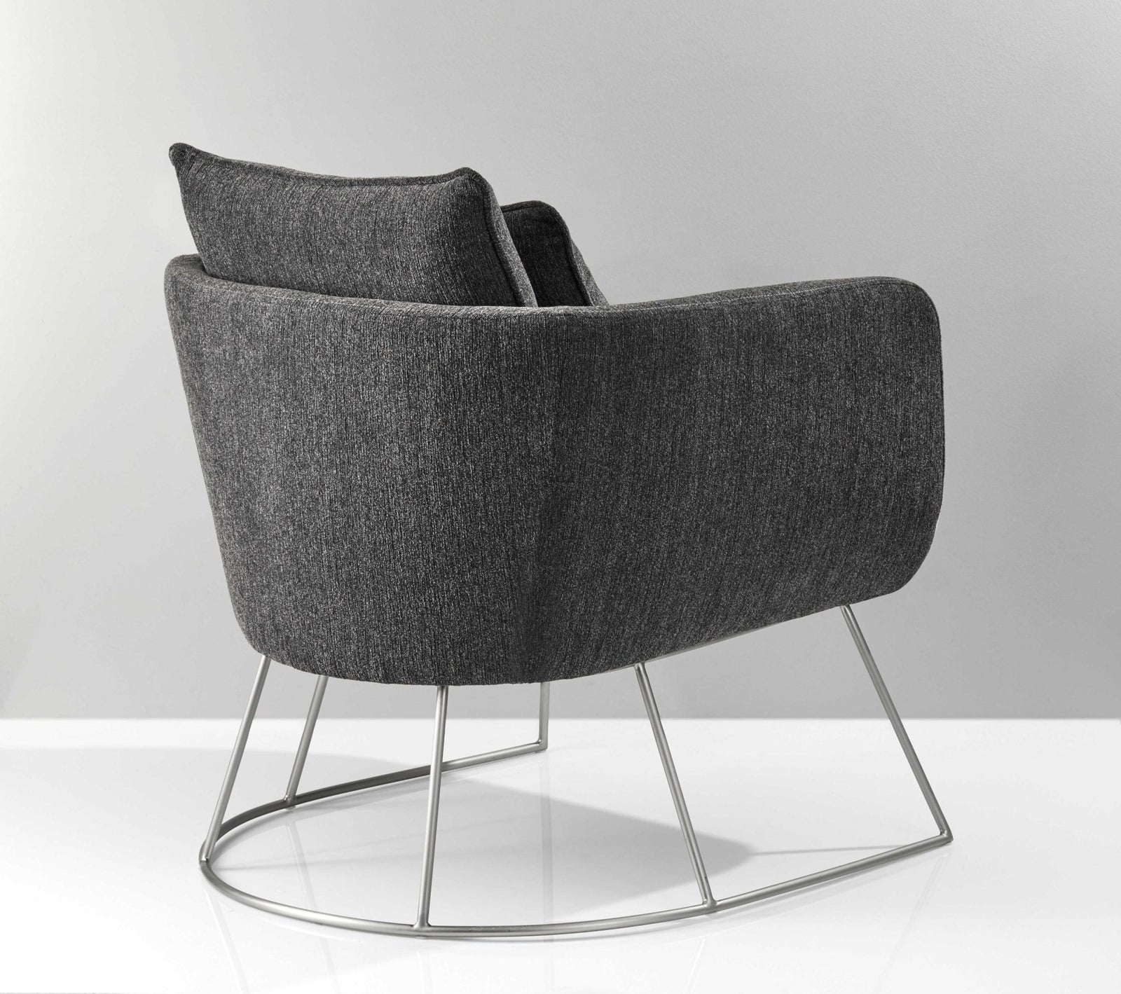 Dark Grey Soft Textured Fabric and Brushed Steel Chair - 29" X 27.5" X 32.5"
