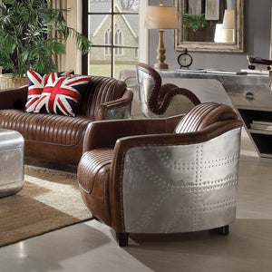 29" X 37" X 31" Retro Brown Leather Chair