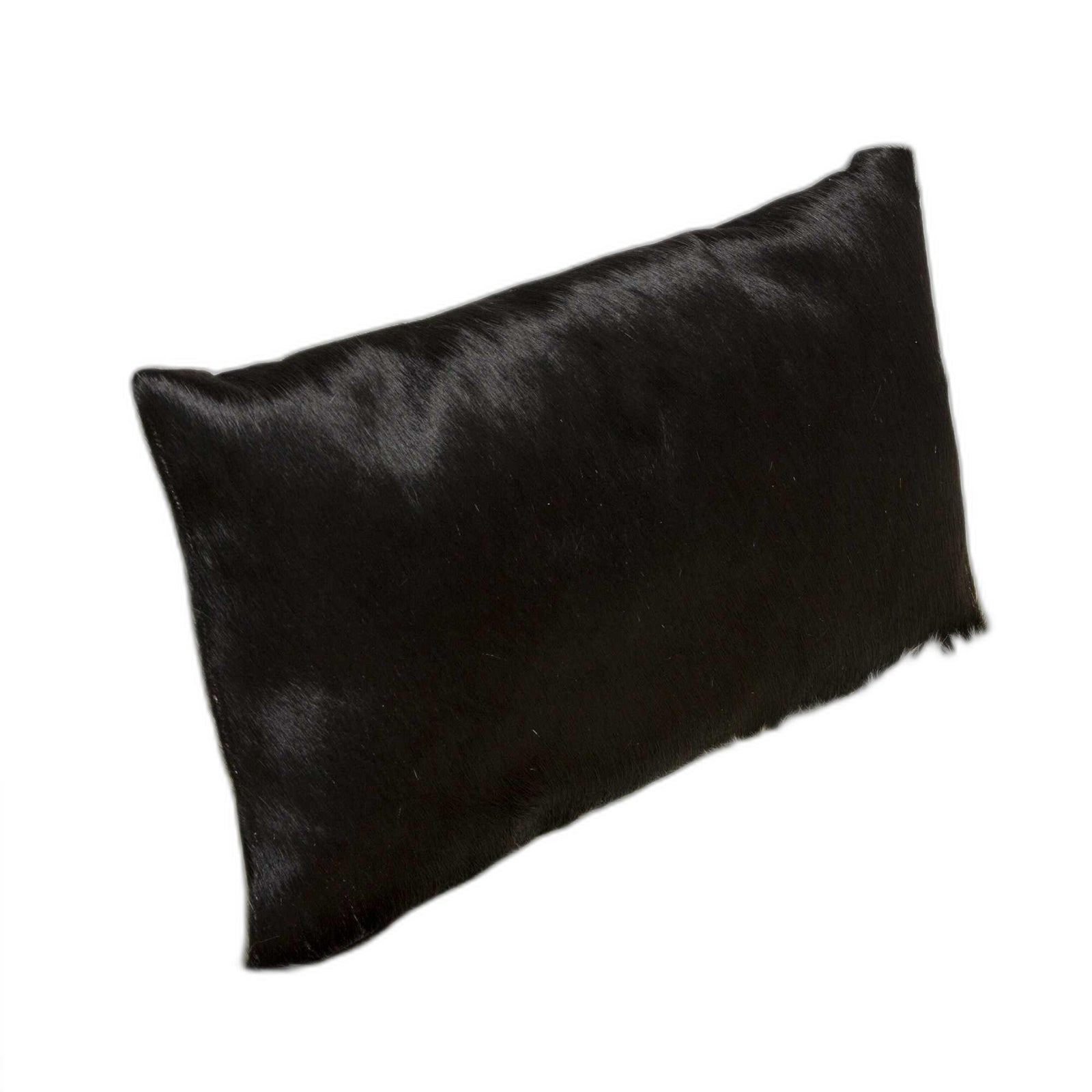 Black Cowhide Pillow - 12" x 20" x 5"