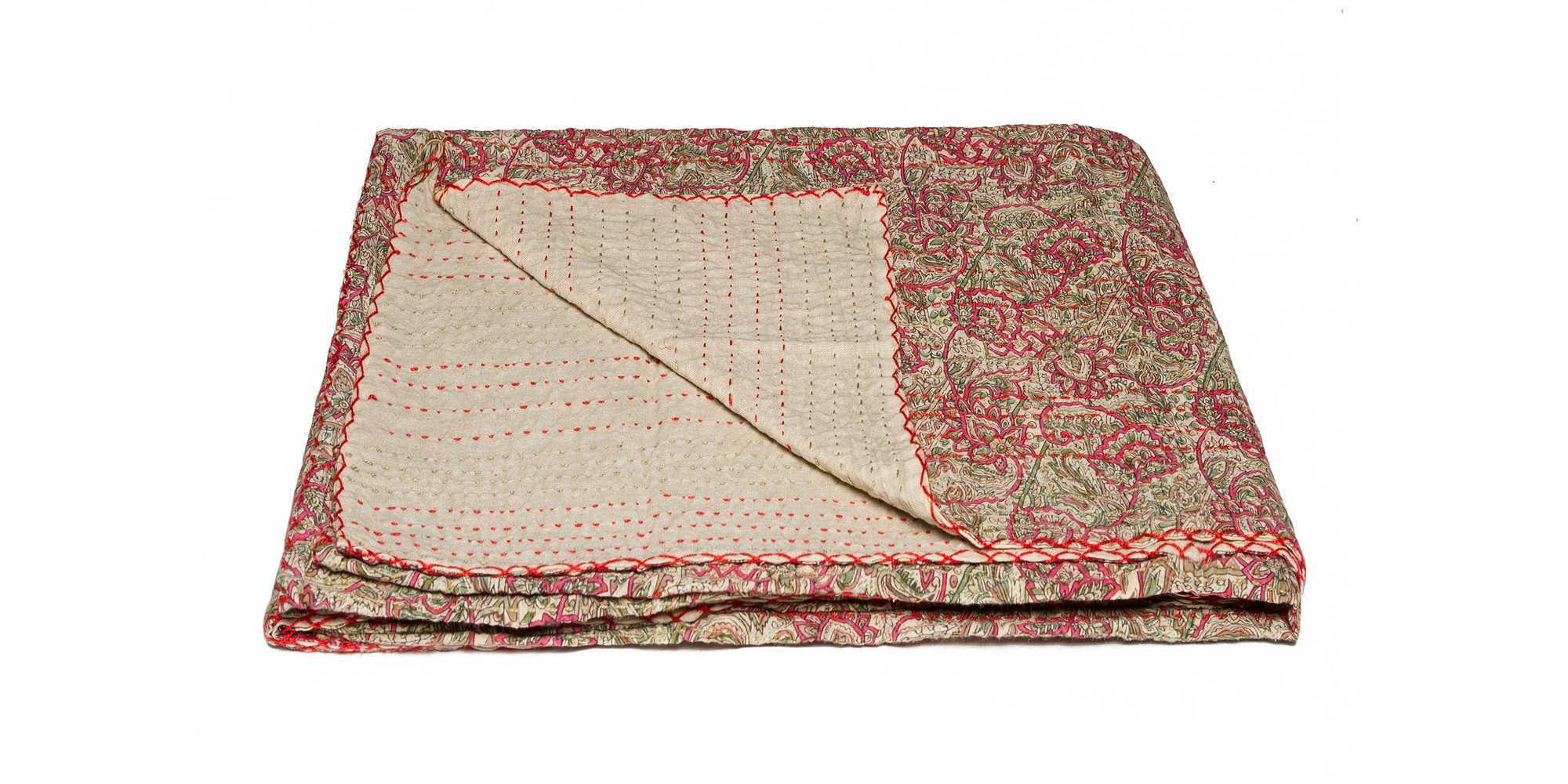 50" X 70" Maroon  Kantha Cotton   Throw Blanket