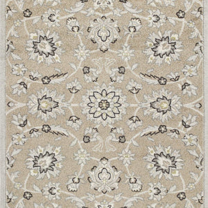 Beige Grey Machine Woven UV Treated Floral Traditional Indoor Outdoor Accent Rug - 2' x 4'