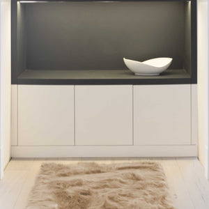 Tan Rectangular Faux Fur Area Rug - 3" x 5"