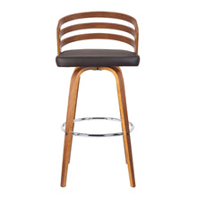 30” Brown Modern Faux Leather Swivel Bar Stool