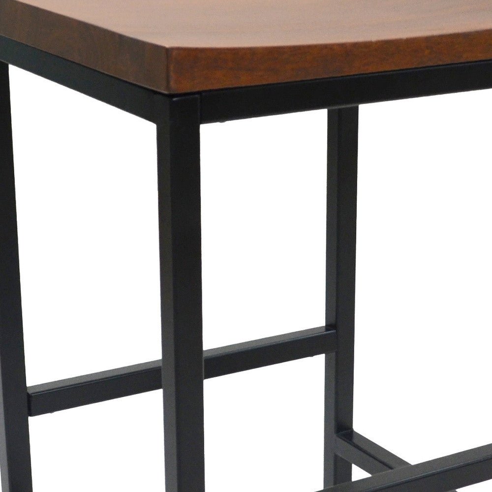 30" Chestnut Steel Swivel Backless Bar Height Chair With Footrest