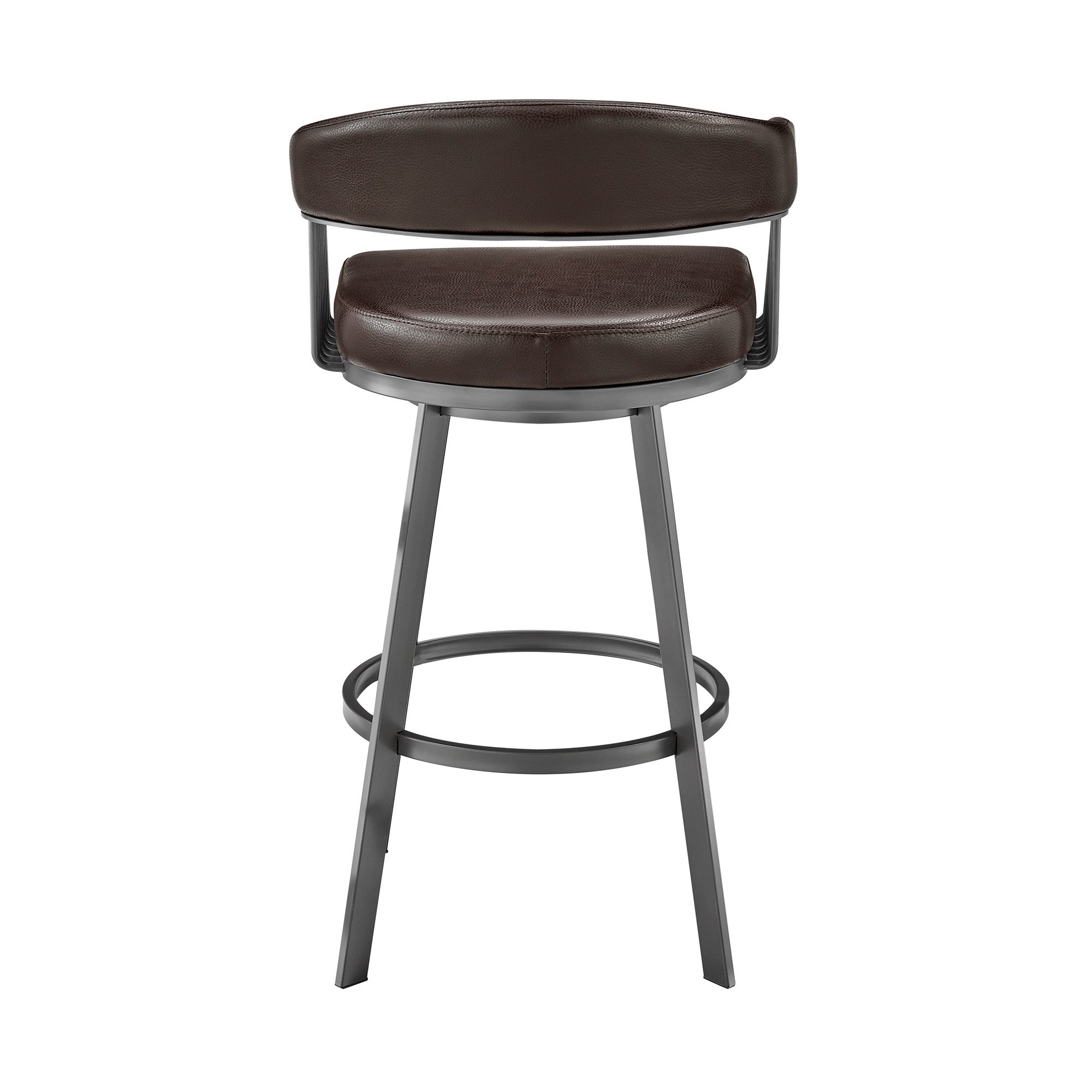 30" Mod Chocolate Faux Leather Java Brown Finish Swivel Bar Stool