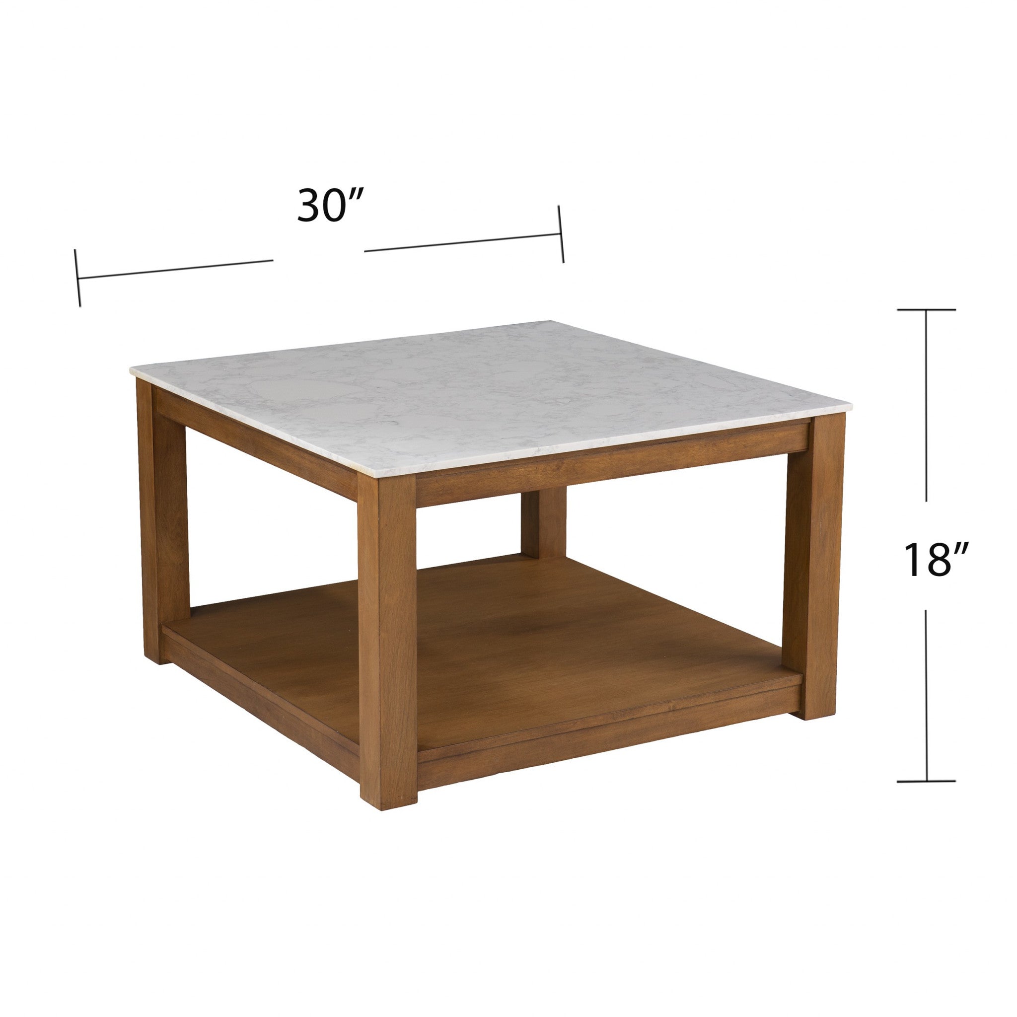 Natural And Natural Brown Solid Manufactured Wood Square Coffee Table 30"