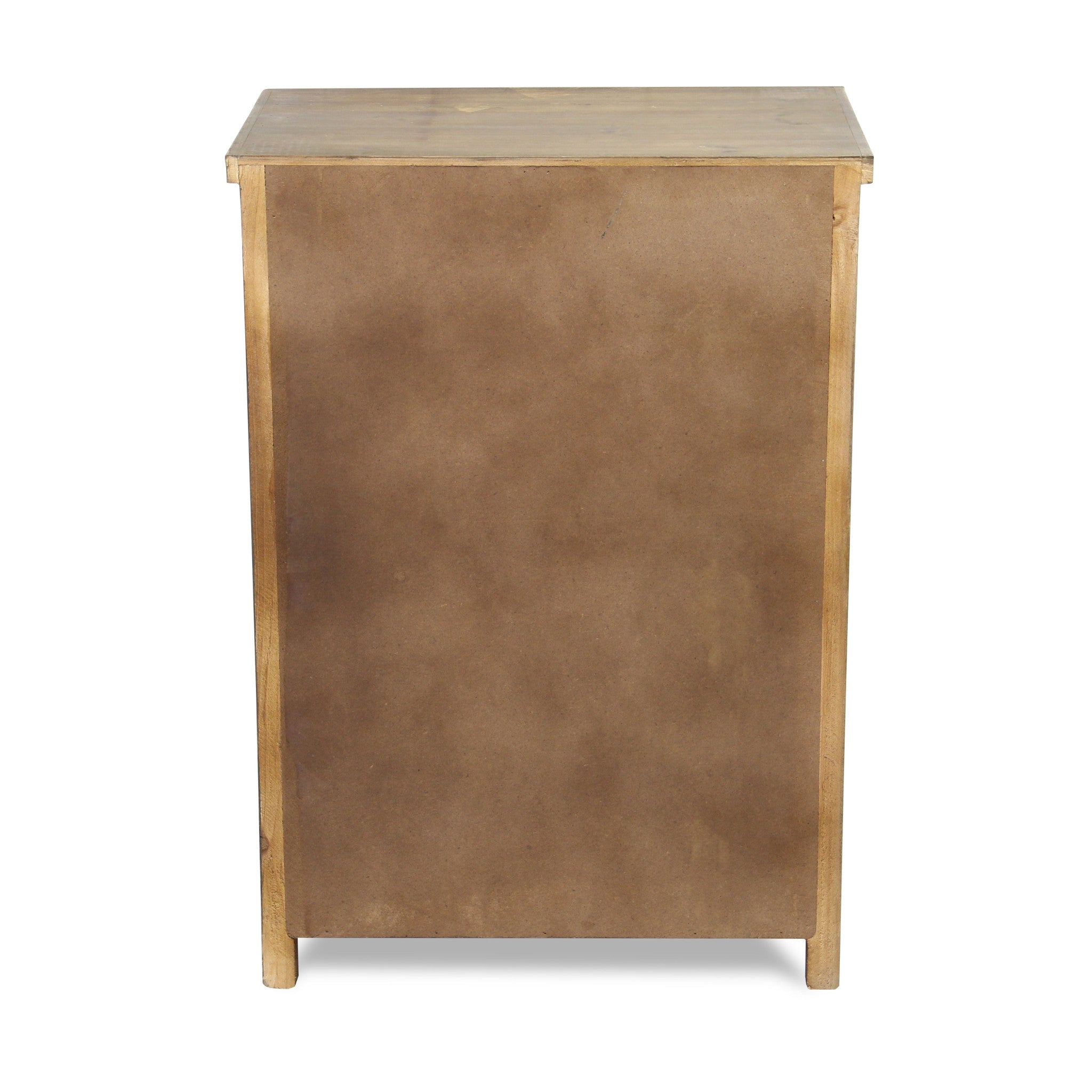 Rustic Brown Wood and Galvanized Metal End Table With Three Drawers 30"