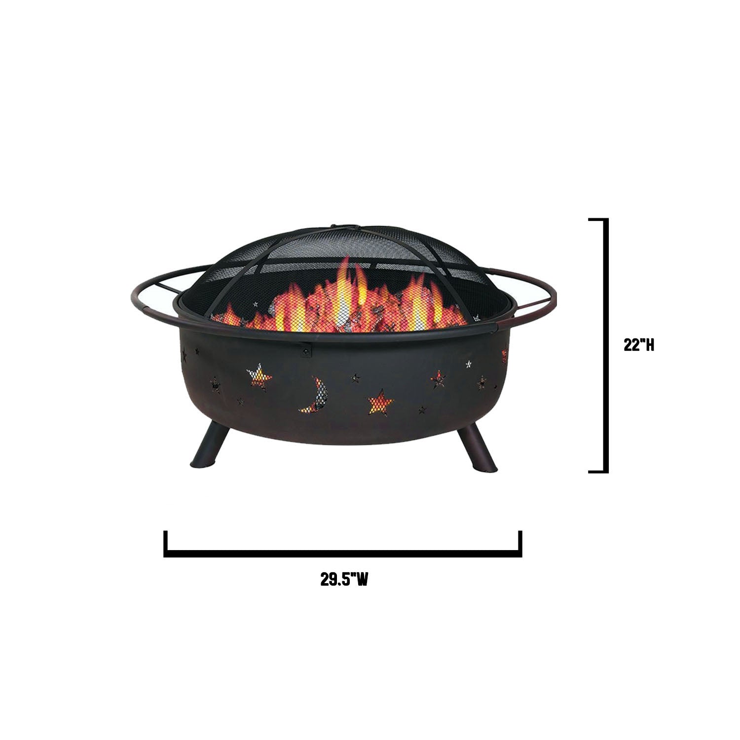 Wood Burning Fire Pit with Charcoal Grill and Screen 30"