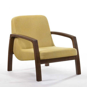31" Gold and Walnut Retro Modern Wood Armchair