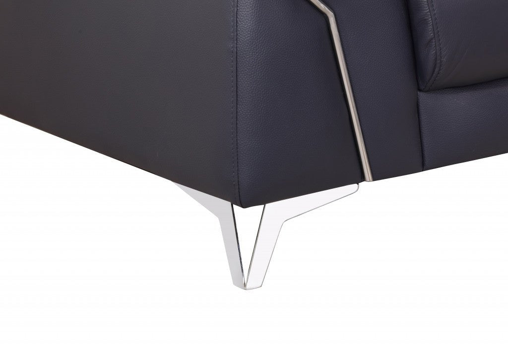 31" Navy Blue Genuine Italian Leather Loveseat