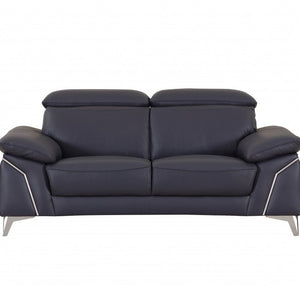 31" Navy Blue Genuine Italian Leather Loveseat