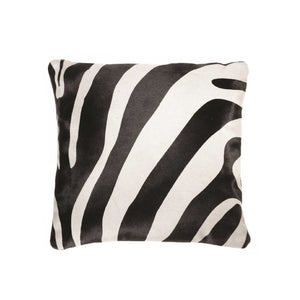 Zebra Black On Off White Cowhide  Pillow - 18" x 18" x 5"