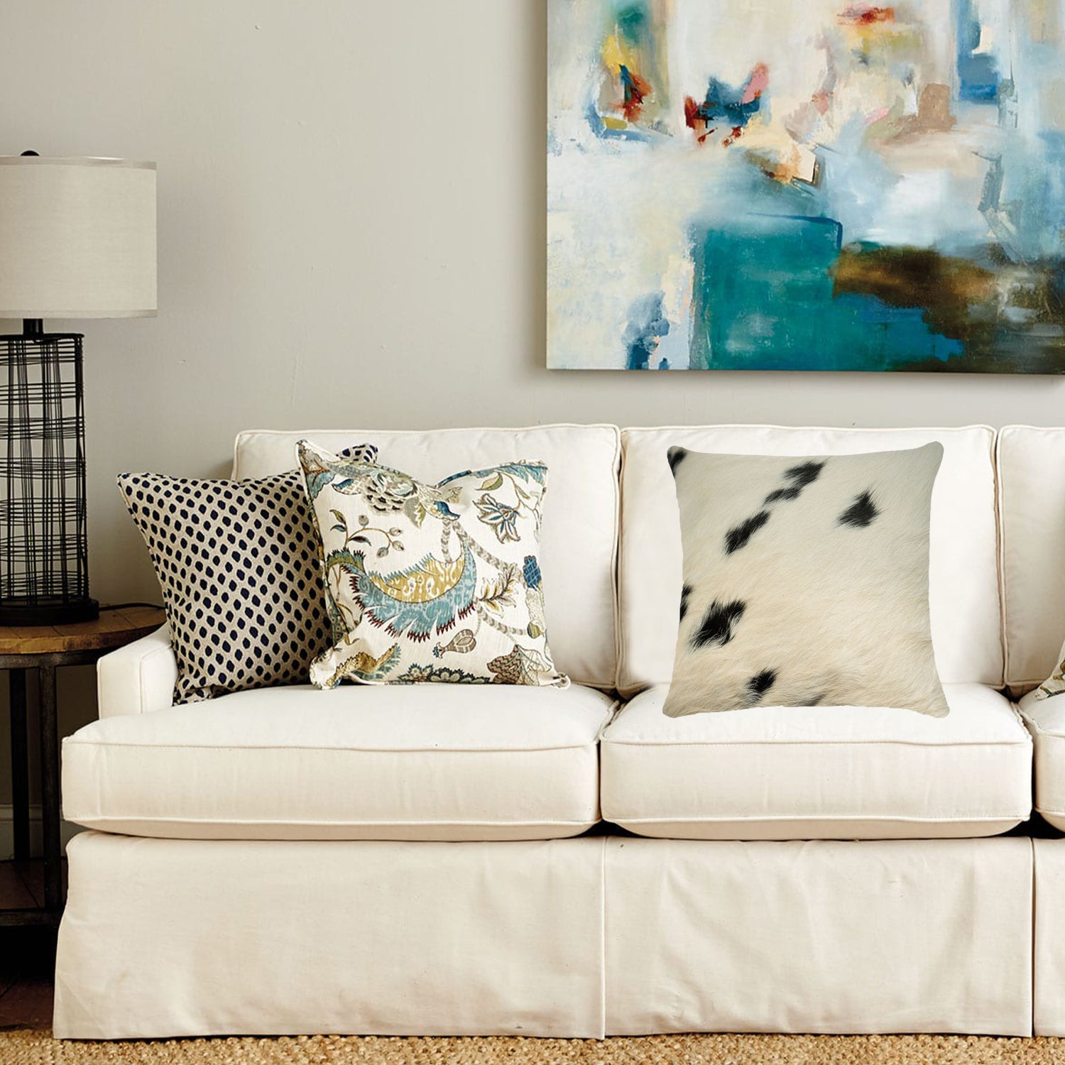 18" X 18" X 5" 黃色牛皮抱枕