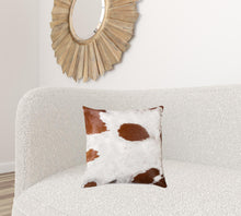White And Brown Cowhide Pillow - 18
