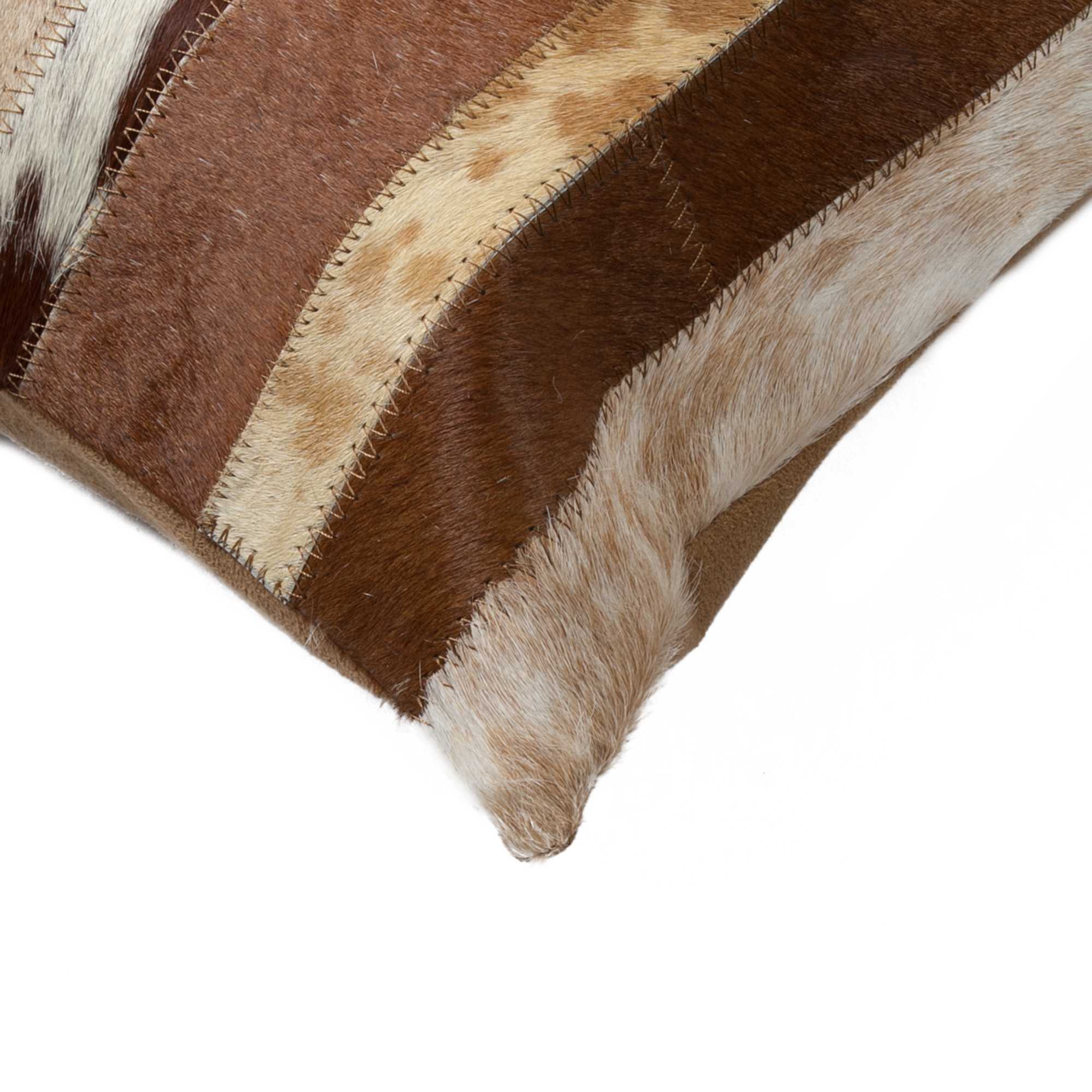 White And Brown Cowhide Pillow - 12" x 20" x 5"