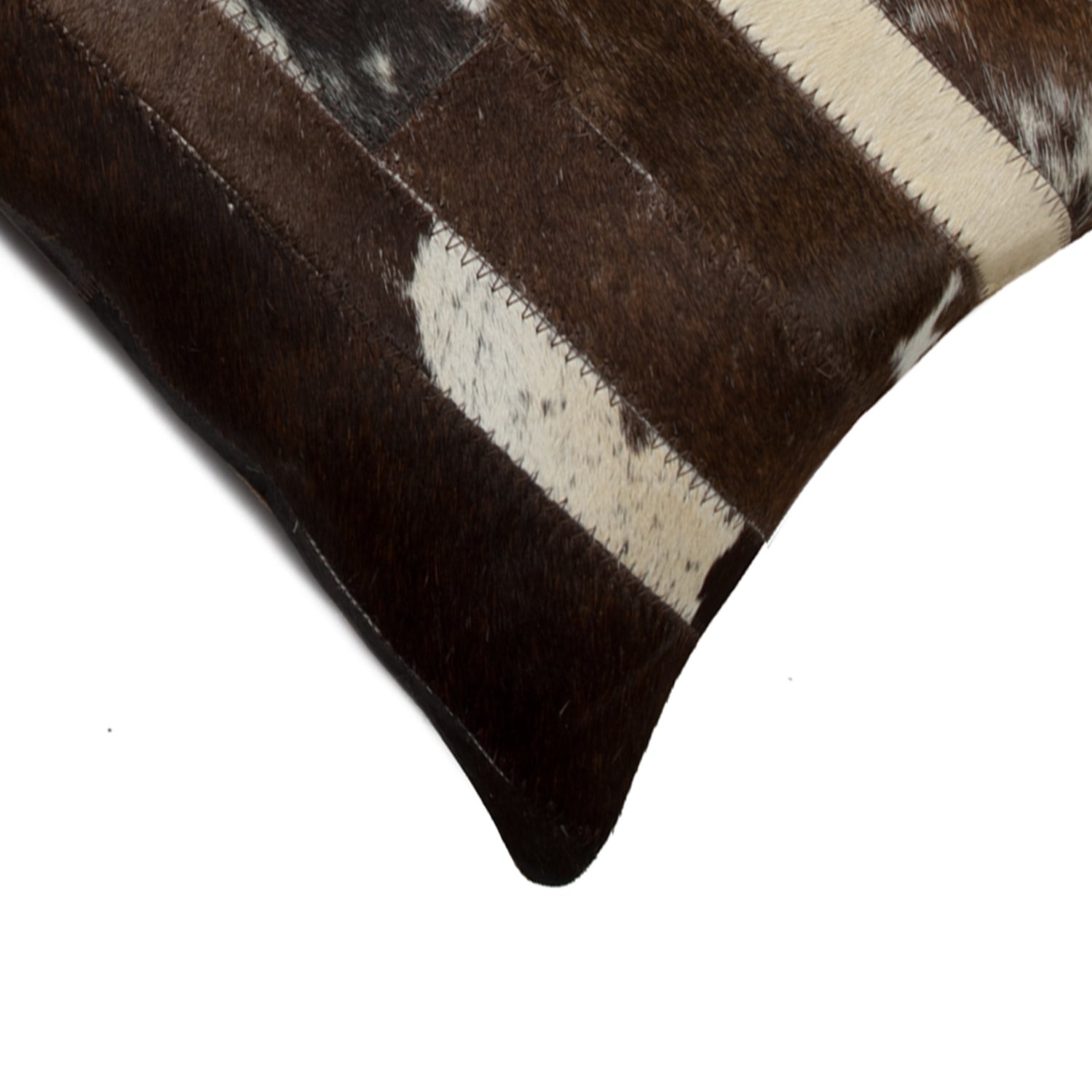White And Brown Cowhide Pillow - 12" x 20" x 5"