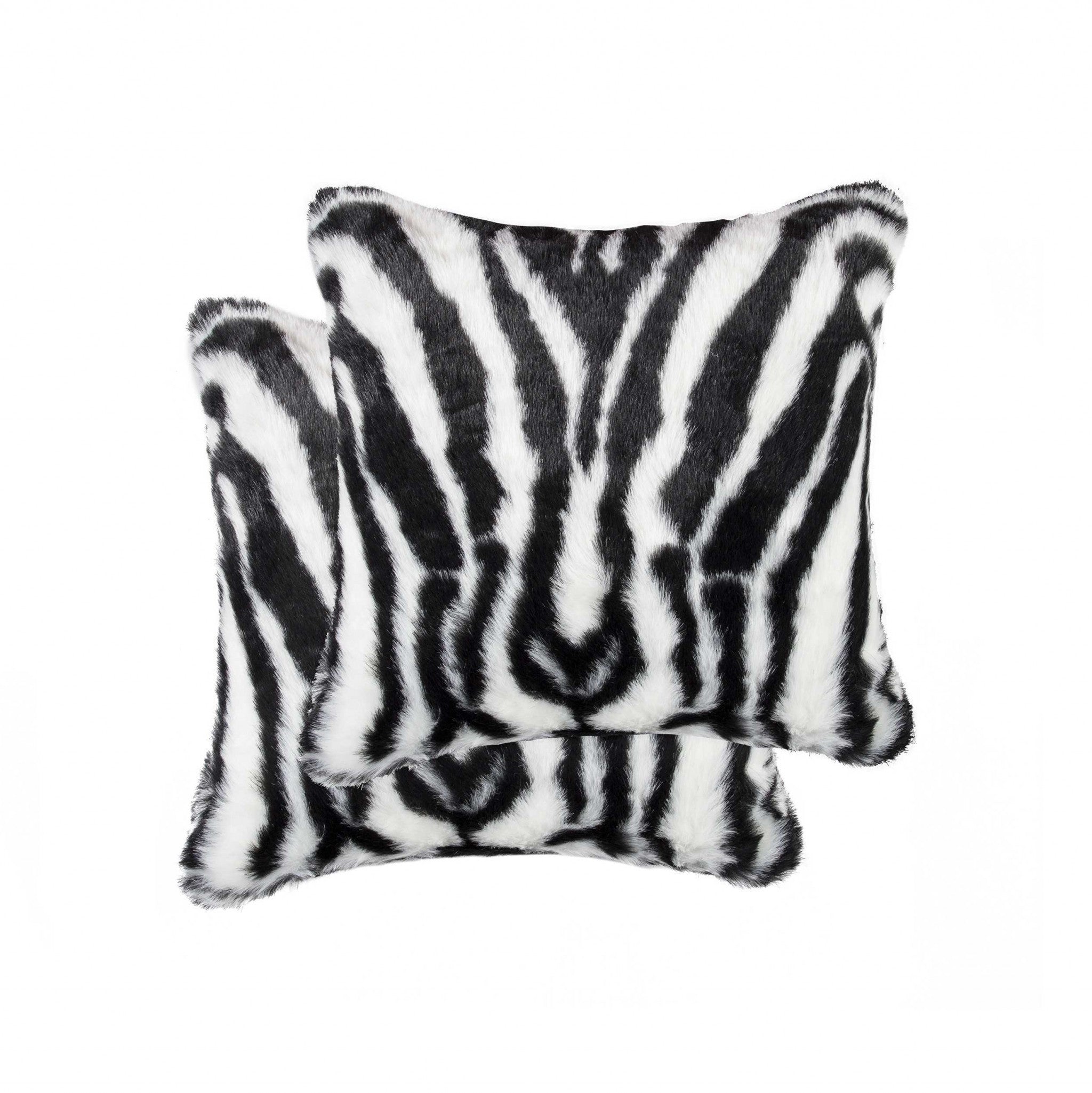 Denton Zebra Black And White Faux Pillow 2 Pack - 18" x 18" x 5"