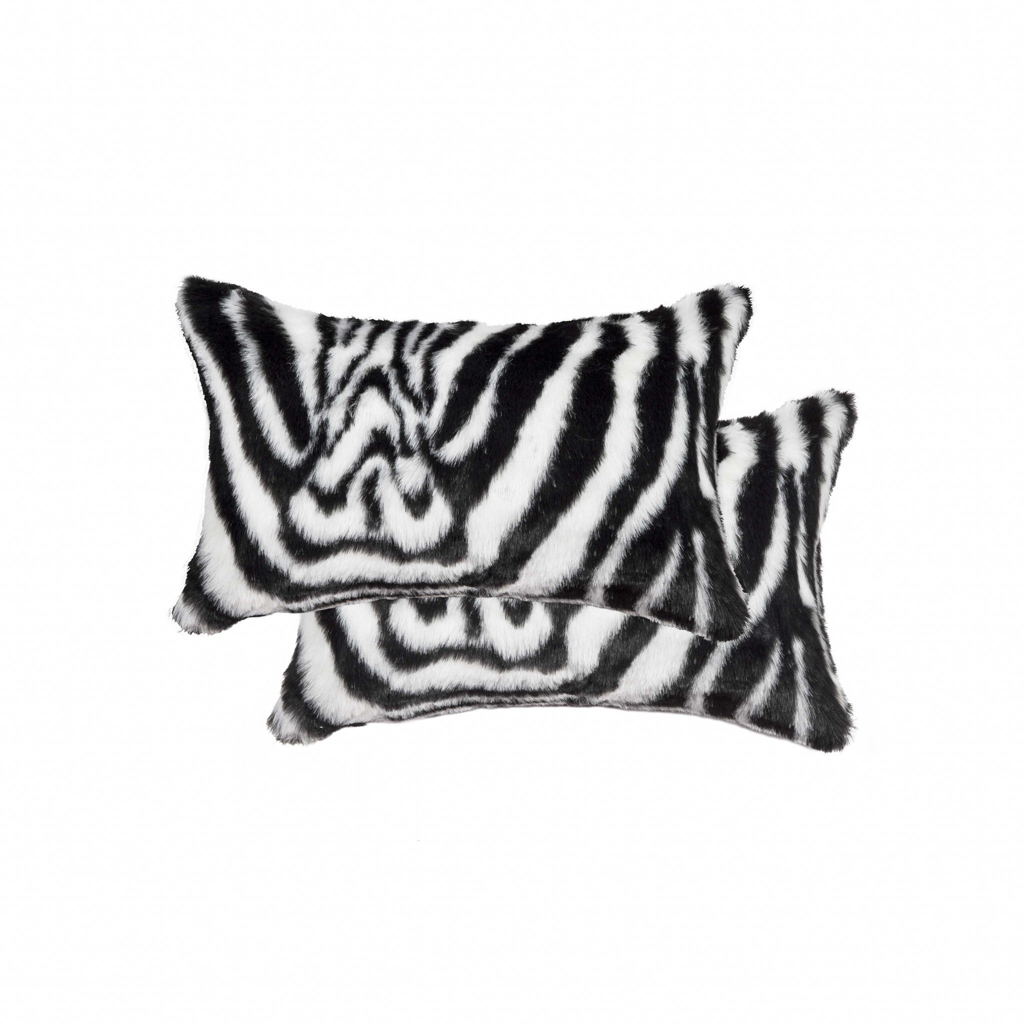 Denton Zebra Black And White Faux Pillow 2 Pack - 12" x 20" x 5"