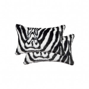 Denton Zebra Black And White Faux Pillow 2 Pack - 12" x 20" x 5"