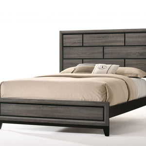 Cama tamaño Queen con chapa de papel gris degradado de 86" x 63" x 56"