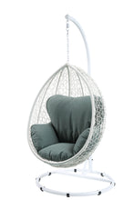 Beige And Black Hanging Pod Wicker Patio Swing Chair