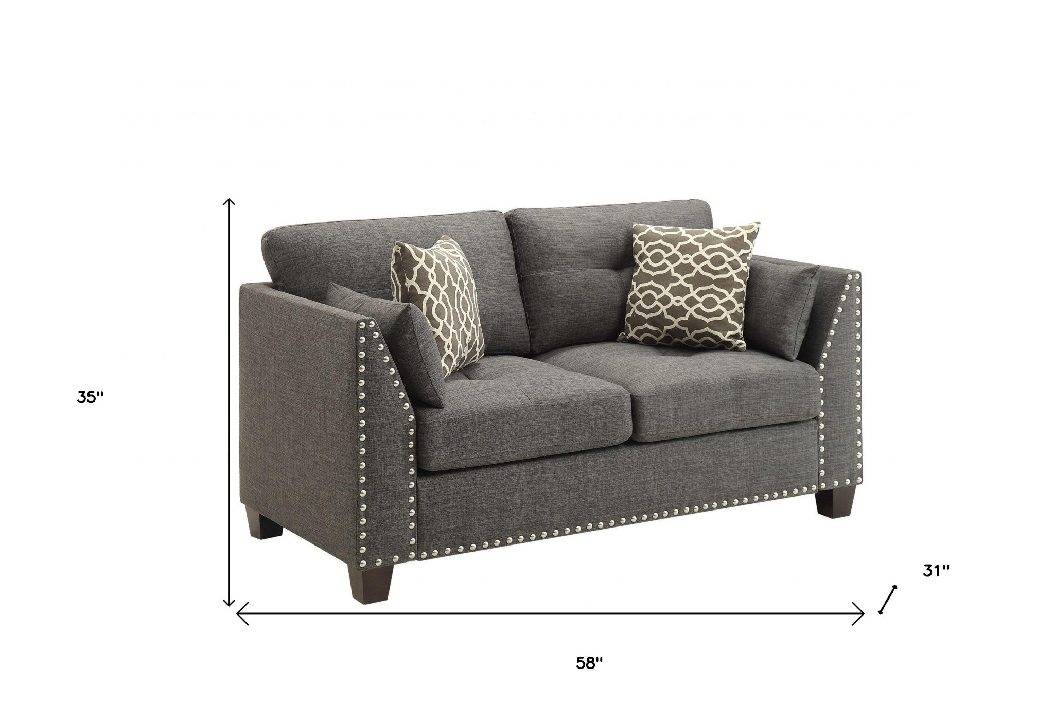 Light Charcoal Linen Loveseat - 58" X 31" X 35"
